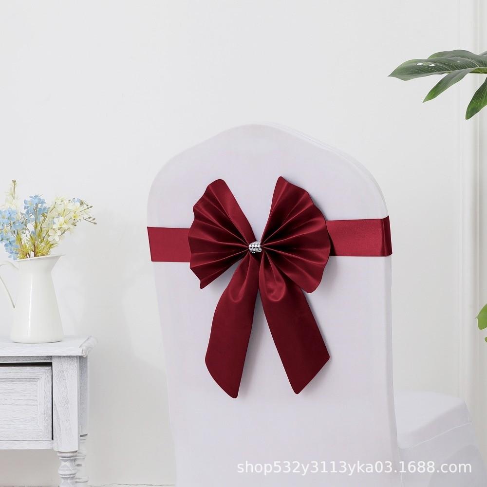 Bows Chair Back Bow Decorative Belt Ready Made Ties Fastening Event Chair Straps Elastic Band Satin Chair Sashes