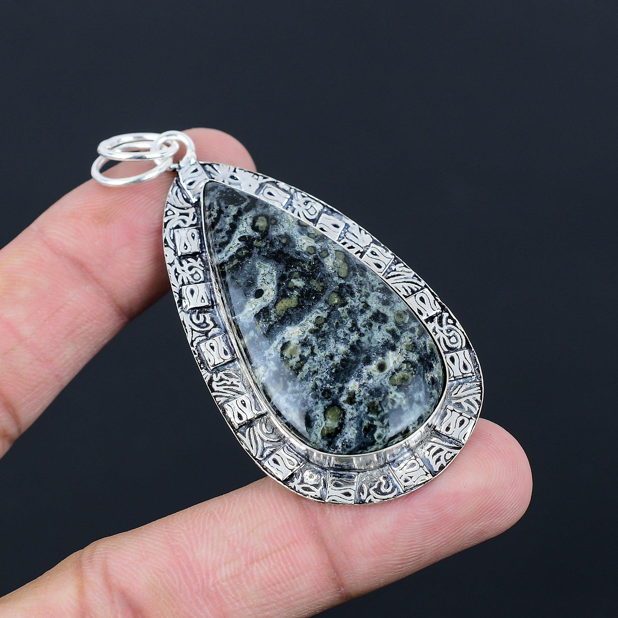 Easter Sale Sterling Silver Kambaba Jasper Gemstone Anniversary Ethnic Pendant