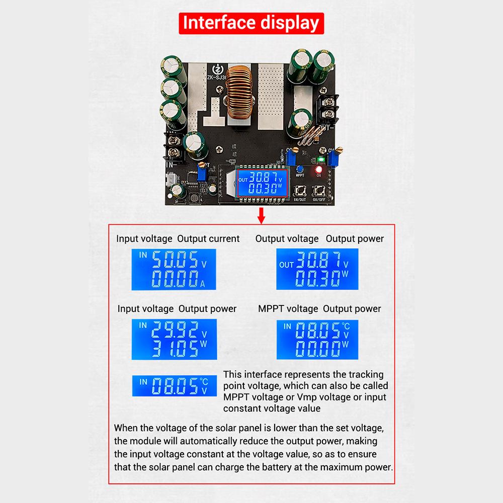 DC-DC Automatic Boost Buck Converter CC CV Power Supply Module 30A 700W High Power Solar Charging MPPT Voltage Regulator