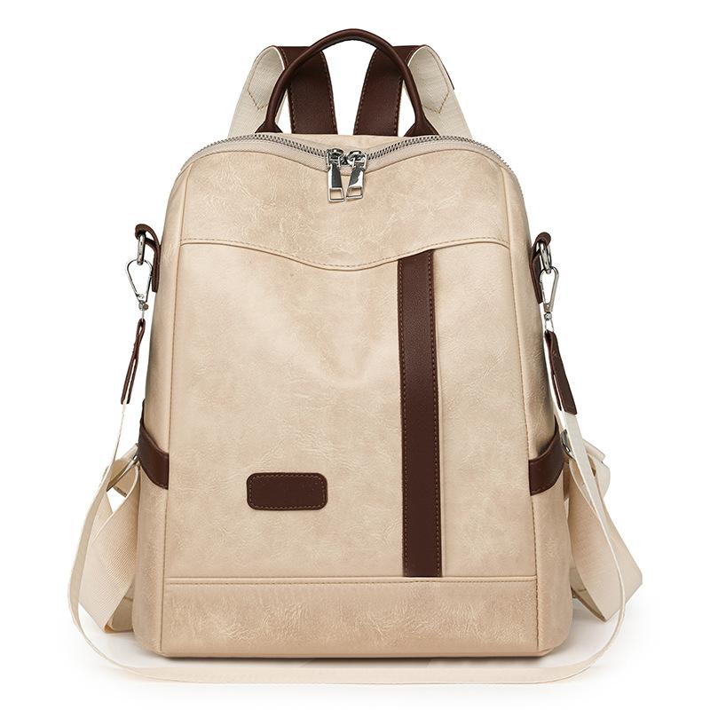 

Retro commuter versatile backpack Elegant simple fashion women s bag Large capacity texture casual shoulder bag one size fits all