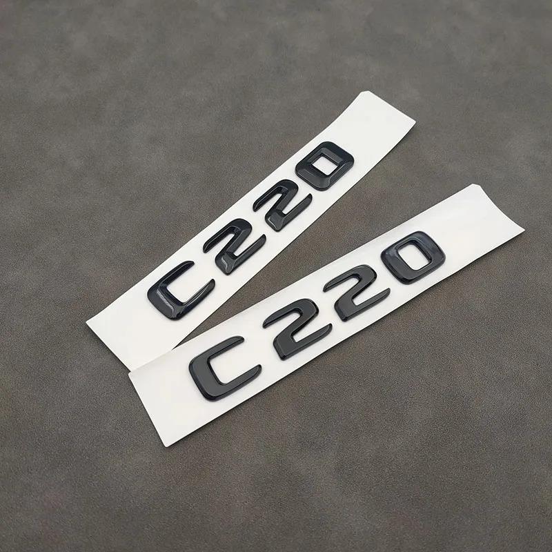 3D ABS Chrome Black Logo C220 Emblem Letters Car Trunk Badge For Mercedes-Benz W204 W205 C 220 C220 Sticker Accessories QU1