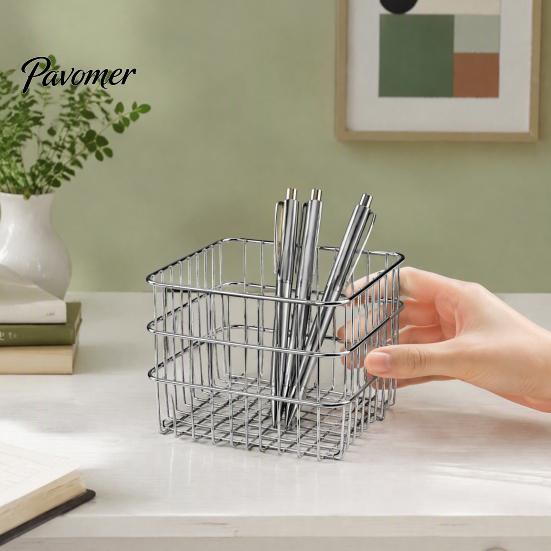Office Supplies Storage Organizer Pen Holder/Storage Basket, Hollow Grid Iron Tube, Multipurpose Small Object Durable Pencil for Stationery And Makeup