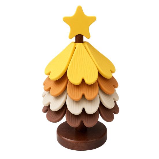 Anti Scald Silicone Mat Christmas Tree Shaped Trivet Set, Collapsible Heat Resistant Hot Pad Folding Kitchen with Storage Stand, Space Saving