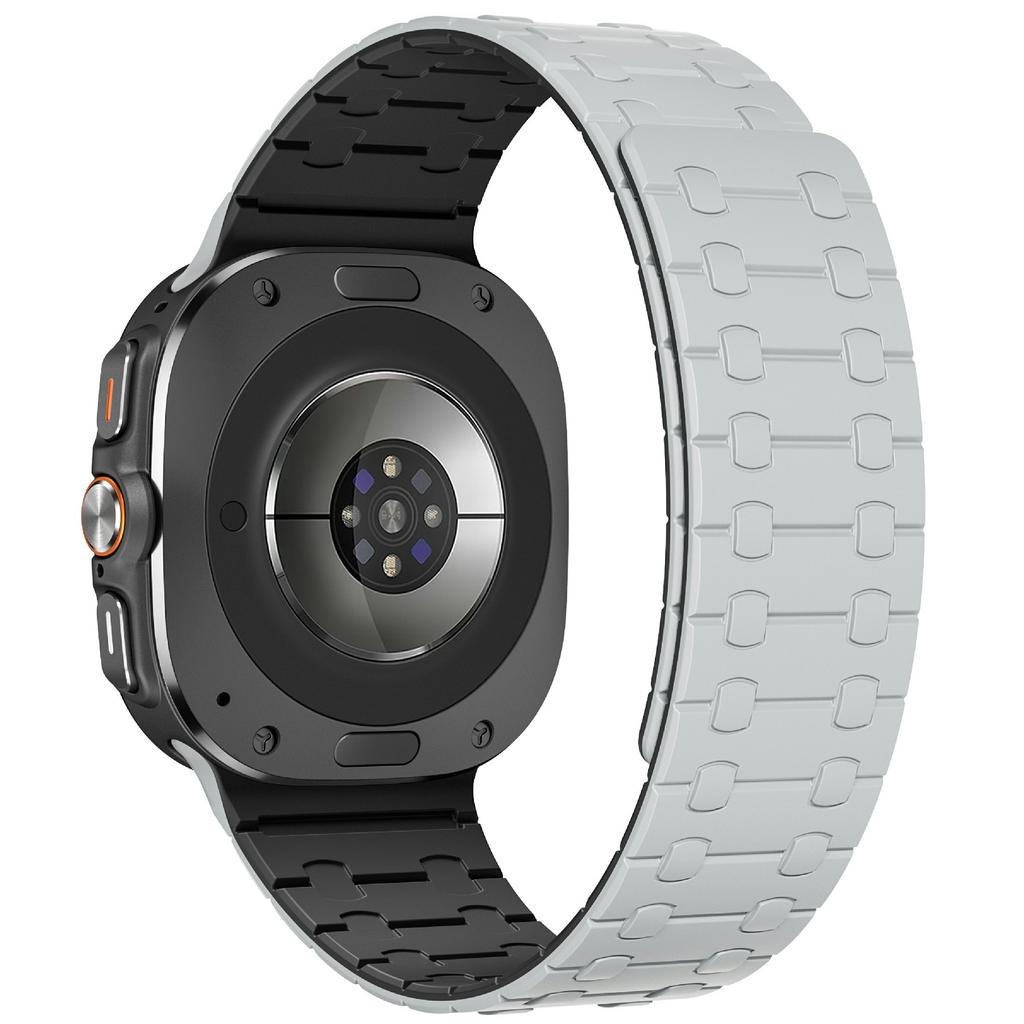 For Samsung Galaxy Watch Ultra 47mm Band Strong Magnetic Silicone Dual Color Watch Strap