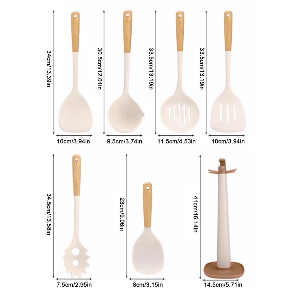 Kitchen Spatula Set Utensil Sets Cooking High-Temp Resistant Non-Stick Silicone Pot Scraper for Baking Mixing Bowls Outdoor