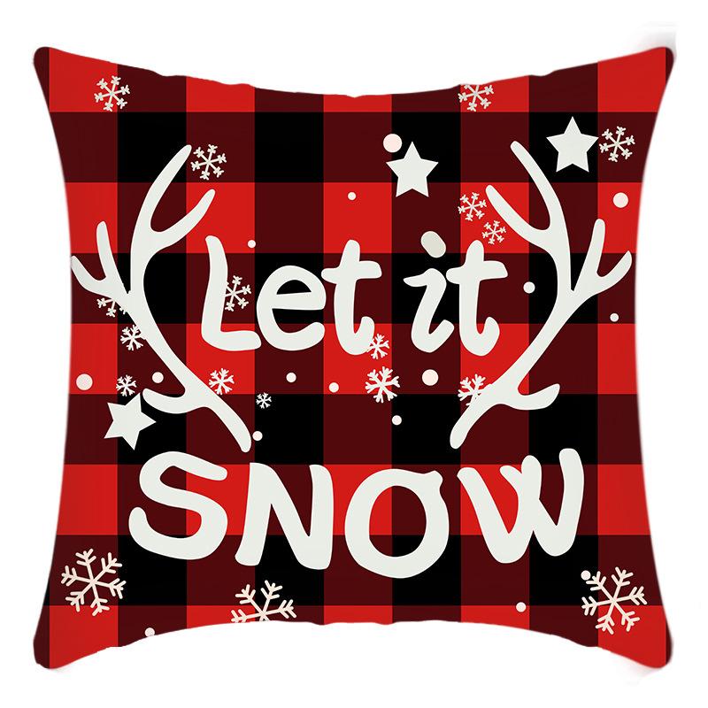 New Christmas Elk Santa Line Print Pillow Home Sofa Cushion Cover