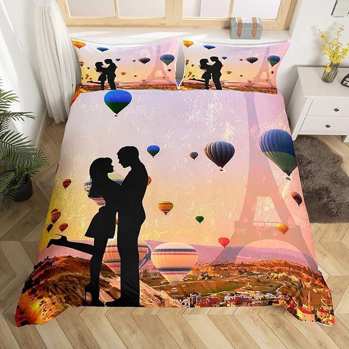 3D Valentine's Day Duvet Cover 2/3 Pieces Romantic Love Bedding Set AU/DE/EU Full Size Luxury Duvet Cover Polyester Soft Couple Cover