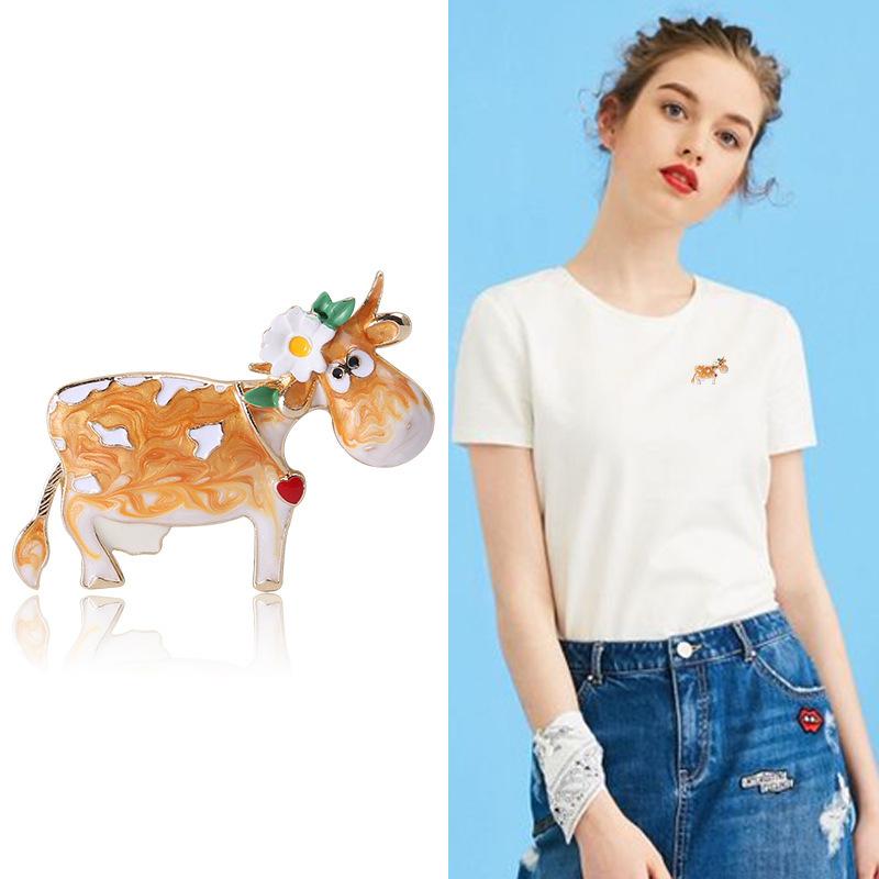 Cartoon Calf Brooch Creative Alloy Drip Cute Animal Pin Clothing Brooch Pin