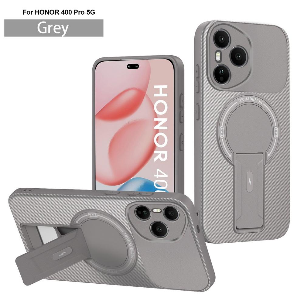 

Чехол из углеродного волокна с невидимой подставкой и встроенным магнитным кольцом для Honor400 Pro Honor 400 Lite honor Magic 7 Lite X6c X9c Honor 400 Lite серый