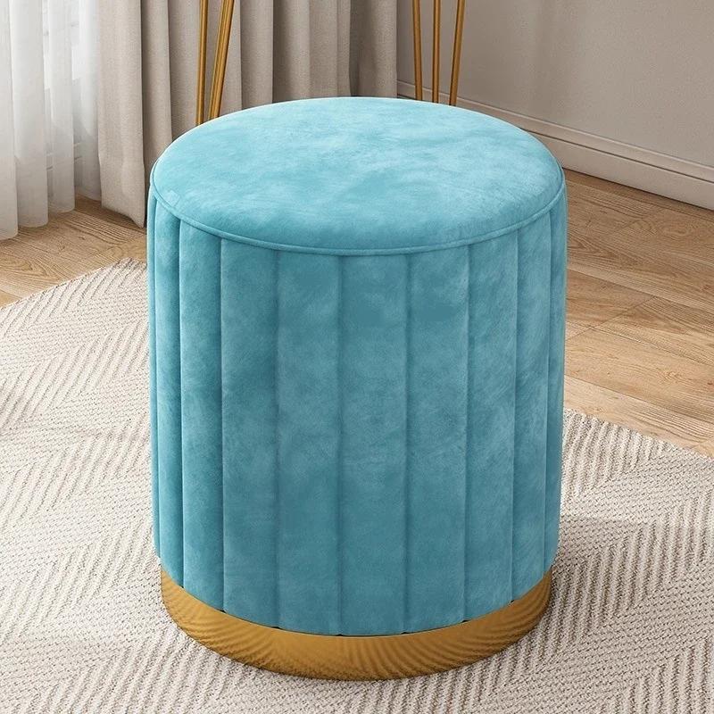 Luxury Vanity Makeup Stool Round Dressing Chair with Storage Upholstered Bench for Bedroom Modern Side Stool Furniture