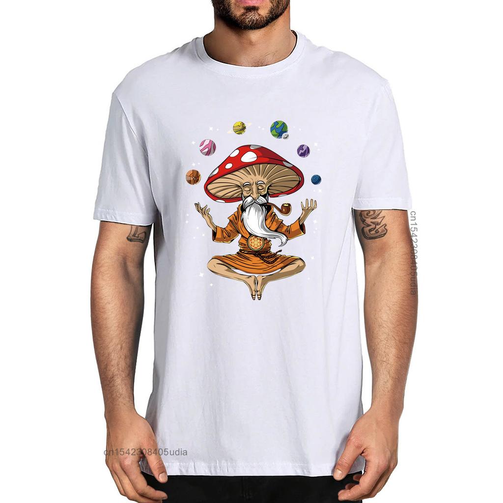 Unisex Fashion Psychedelic Meditation Magic Mushroom Funny Unisexs 100 Cotton Tshirts Unisex Soft Tee