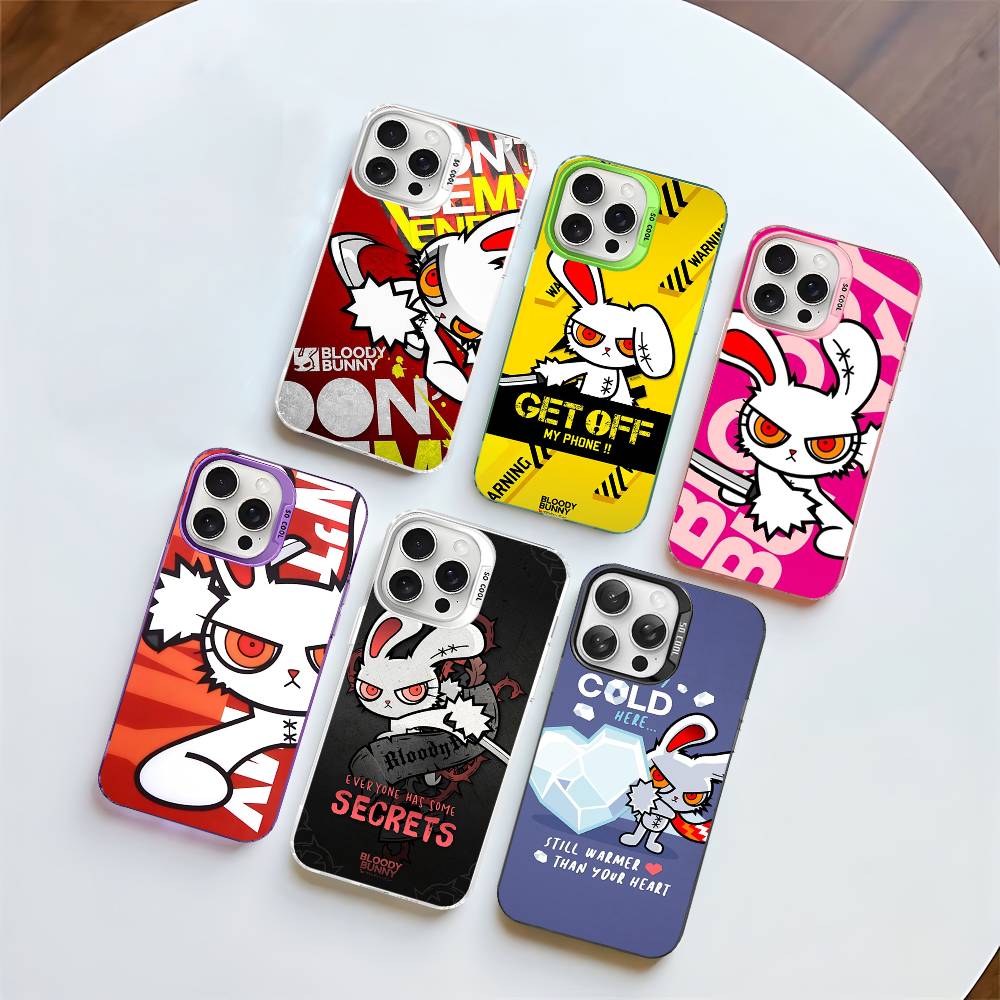 Anime B-Bloody Bunny Phone Case For IPhone 17 16 15 14 11 12 13 Pro Max Plus Pro Colored Silver Cover