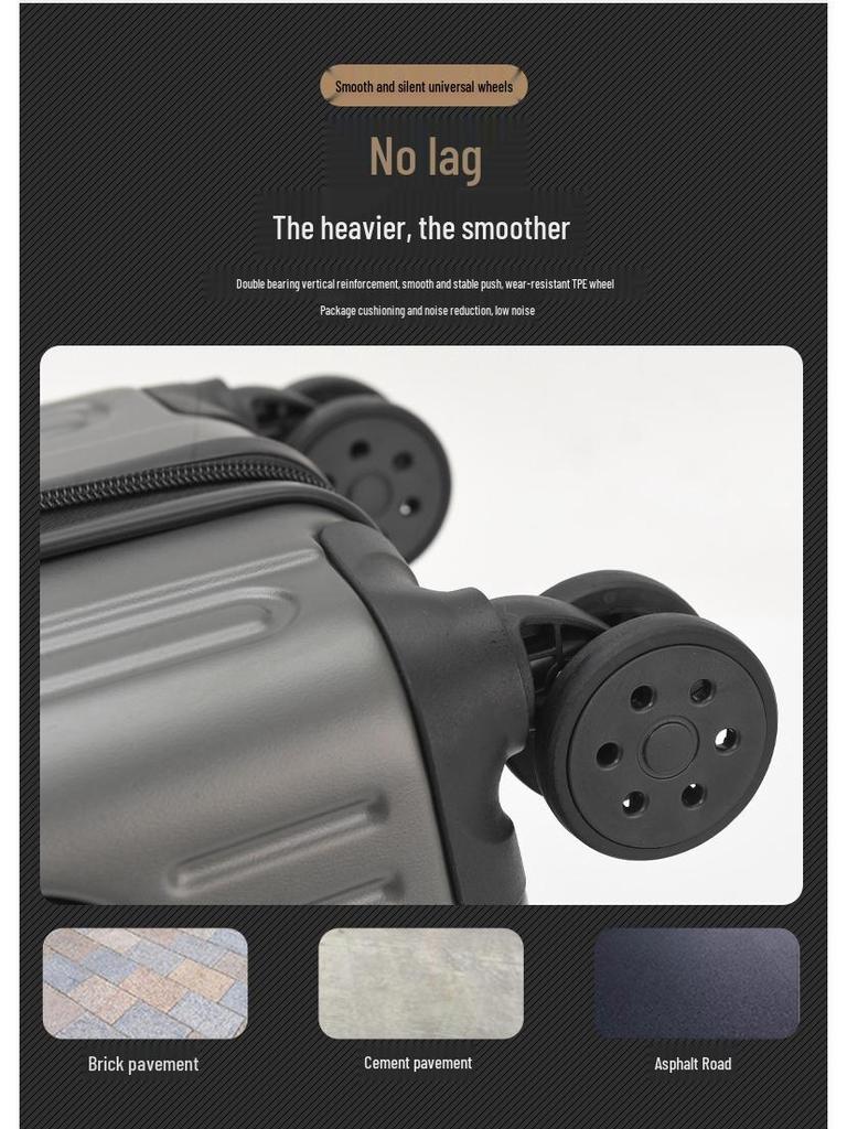 20-Inch Lightweight Frosted Front-Opening Trolley Carry-On Suitcase, 24-Inch Travel Luggage Leather Case.