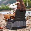 Faltbarer Outdoor-Stauraumhocker mit ergonomischer Rückenlehne, tragbarer leichter Camping- und Angelstuhl für Wandern, Reisen und Autocamping
