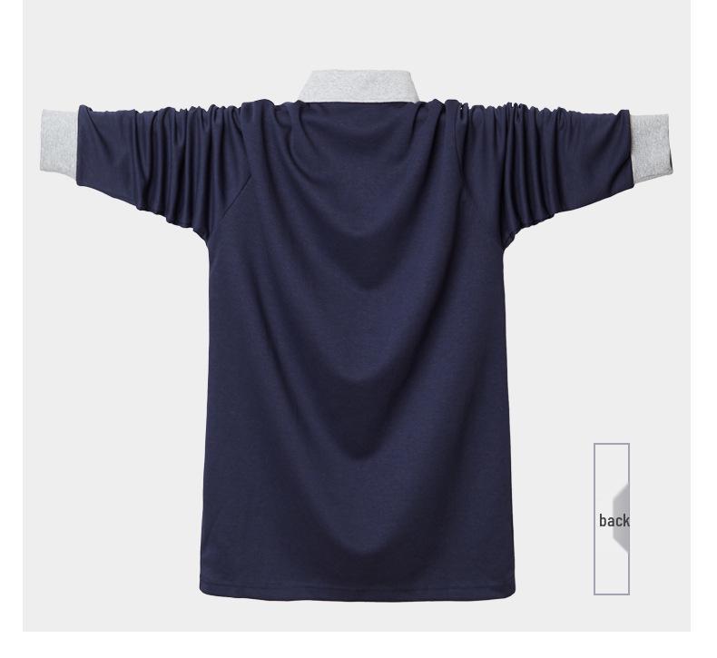 Men's Plus Size Long Sleeve Polo T-Shirt with Embroidery Design