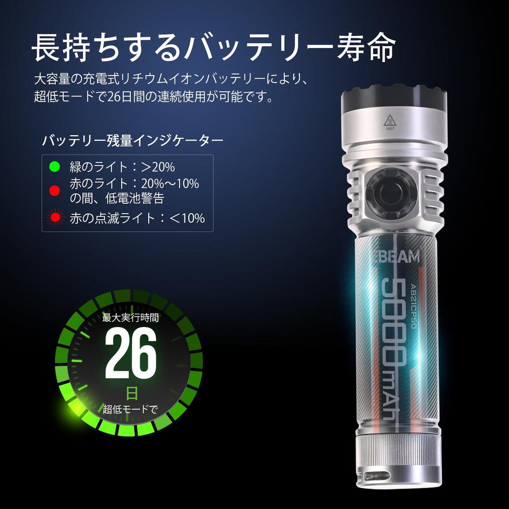 ACEBEAM E75 Helle Taschenlampe, LED-Taschenlampe, 4500 Lumen, hohe Helligkeit, leistungsstark, wiederaufladbar, IP68 wasserdicht, kleine handliche Lampe, Arbeitsleuchte, Camping