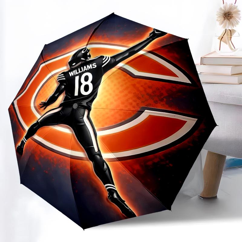 Printed Chicago Bears logo Folding Umbrella,Outdoor,Leisure,And Travel Umbrella,Durable Umbrella Fabric,Birthday And Holiday Gift