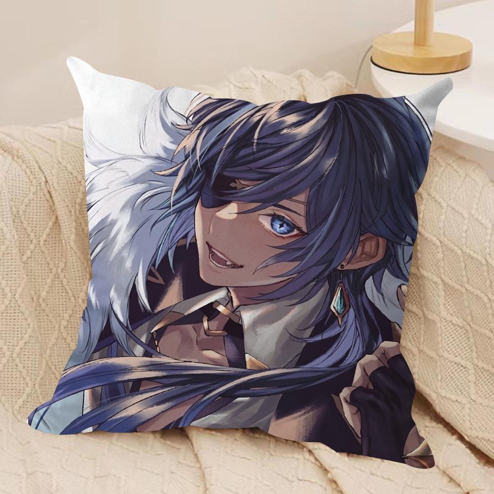 Kaeya Cute Genshin Impact Cushion Cover Silky Short Plush Invisible Zipper Dustproof Sofa Pillow Case For Home Decor
