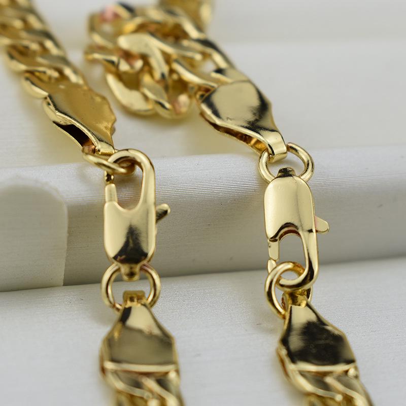 6MM European and American K Gold Plated Necklace Bracelet Set