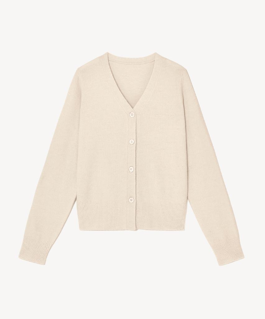Ridifi Crop Wool Blend Cardigan (Cream)