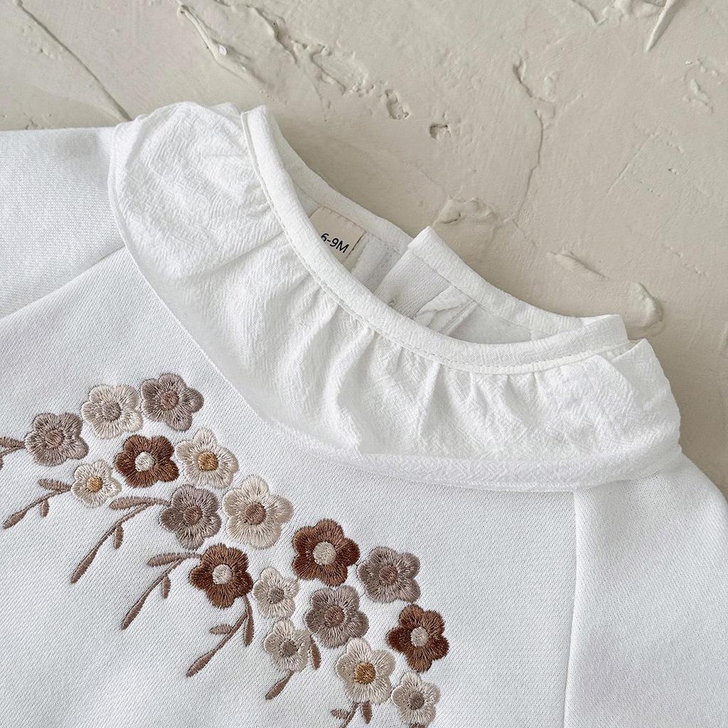 Popular Baby & Toddler Cotton Knitwear Set with Floral Chest Embroidery, Autumn/Winter Outerwear