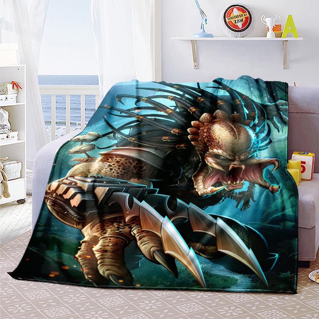 1PC Predator Alien Warrior Plush Blanket Soft Comfortable All Seasons Suitable Sofa Office Travel Home Gift Idea