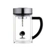 HEENOOR Double-Layer Glass Tea Infuser Mug with Handle, 435ml