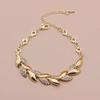 Adjustable Golden Leaves Rhinestone Bracelets Elegant Leaf Bangle for Women