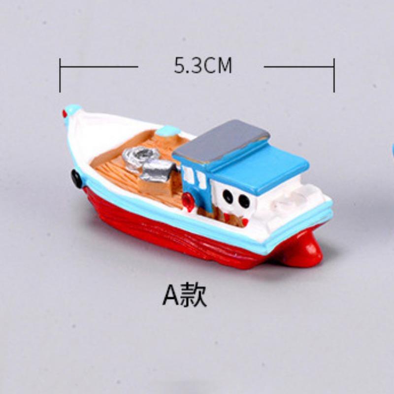 Mediterranean Fishing Boat Mediterranean Style Boat Micro Landscape DIY Resin Craft Boat Ornaments Pirate Ship