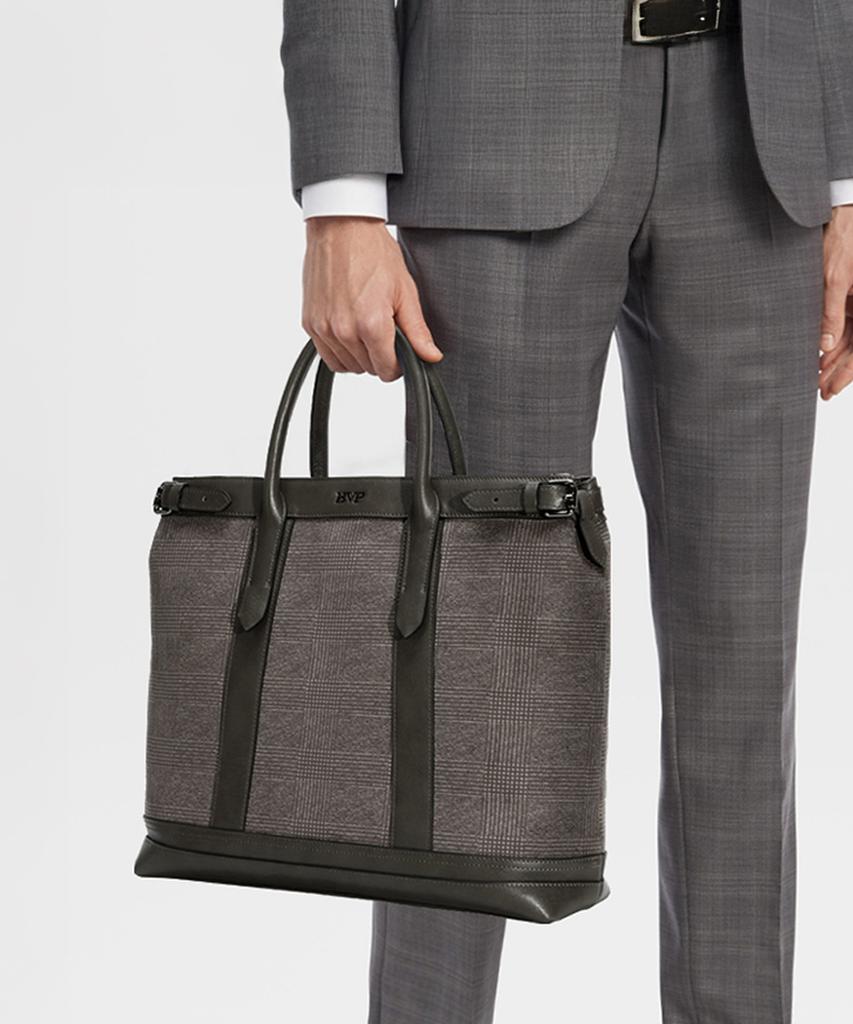 Bvp Glen Check Pattern Genuine Leather Men'S Briefcase T1105