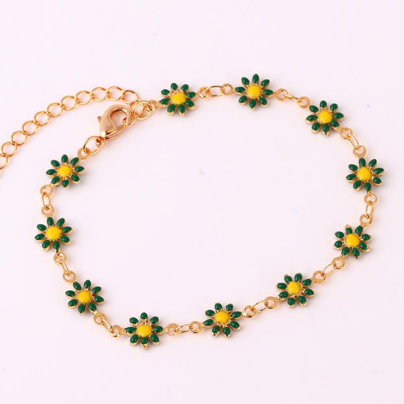 

16+5cm Daisy Choker Girl Bracelet For Women Enamel Colorful Jewelry Flower Tennis Chain Boho Party Gift