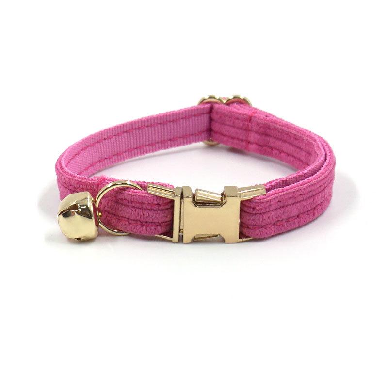 Chic Multi-color Corduroy Cat Collar with Engravable Zinc Alloy Buckle