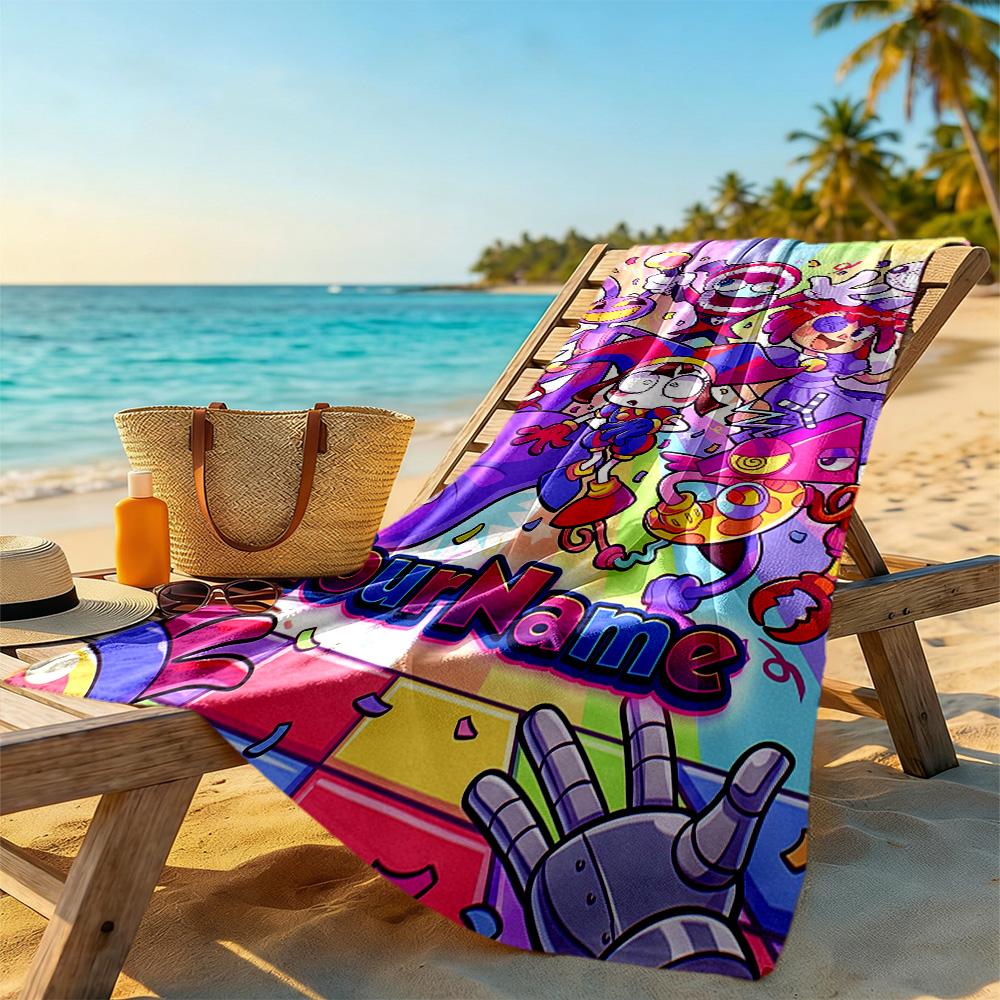 Digital Circus Customize Your Name Beach Towel Super Soft & Absorbent Portable for SwimmingBeachCamping Travel Beach AccessoriesGym