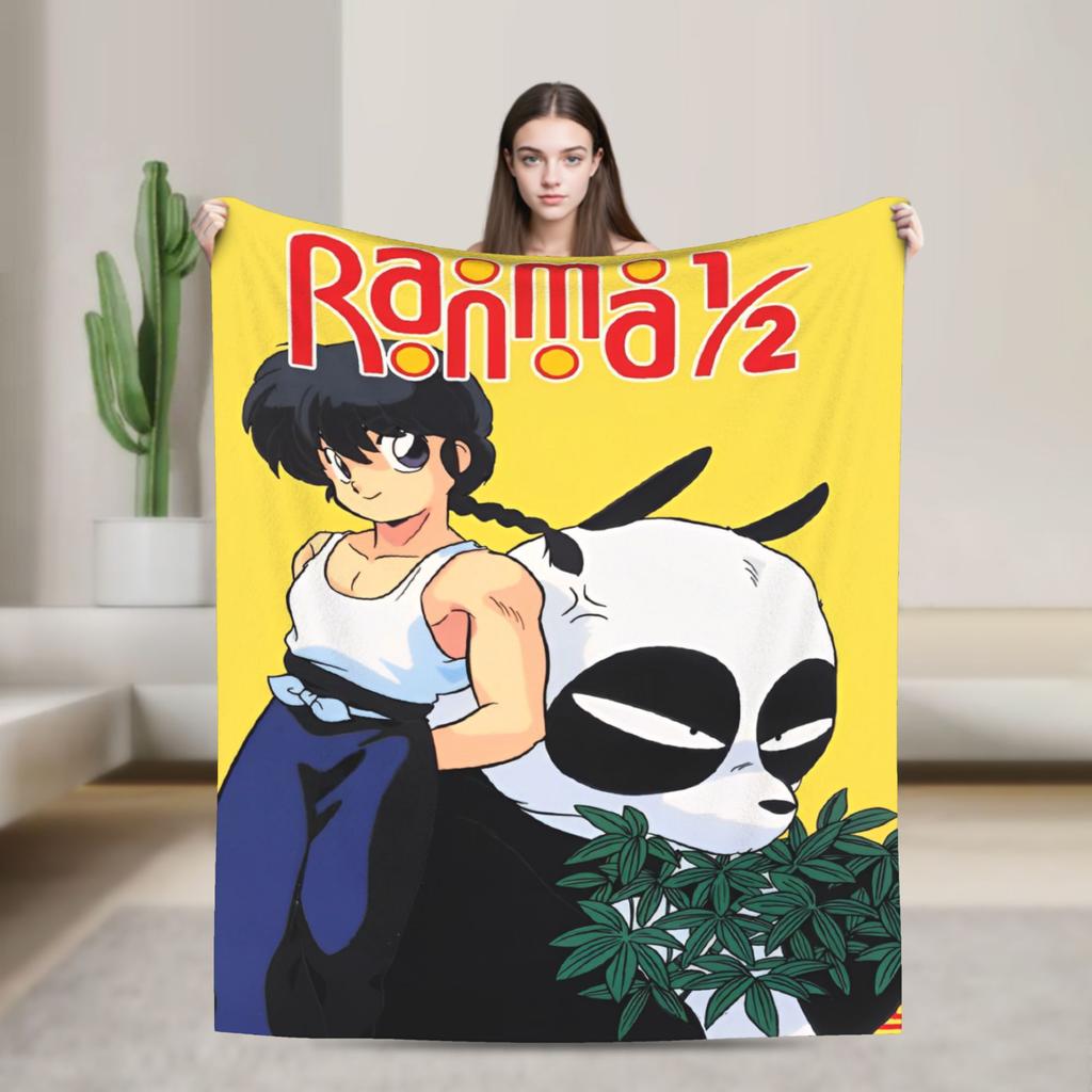 Couverture Anime Ranma 1/2 Polaire Imprimée Respirante Légère Jeté de Lit Quilt d'Extérieur