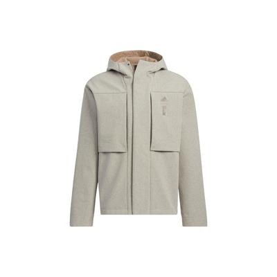 Einfarbige Jacke mit Logo-Print, Kapuze und verdecktem Reißverschluss für Herren, Oberbekleidung, Grau HN8977