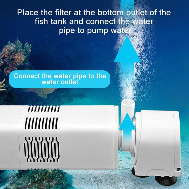 5 In 1 Aquarium Filter Pump Fish Tank Submersible Air Oxygen Aerator Aquarium Air Pump Water Circulation Changer Pump Wave Maker