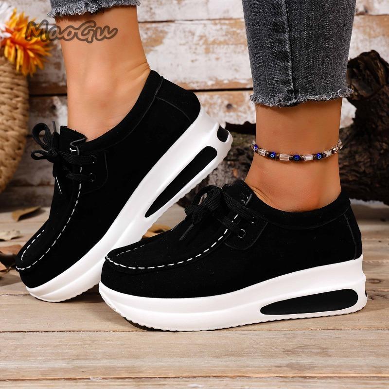 Fashion Women's Sports Shoes Casual Sneaker Loafers Fashion Ladies Platform Sneakers Non Slip Lace-up Round Toe 2025 Spring Autumn New