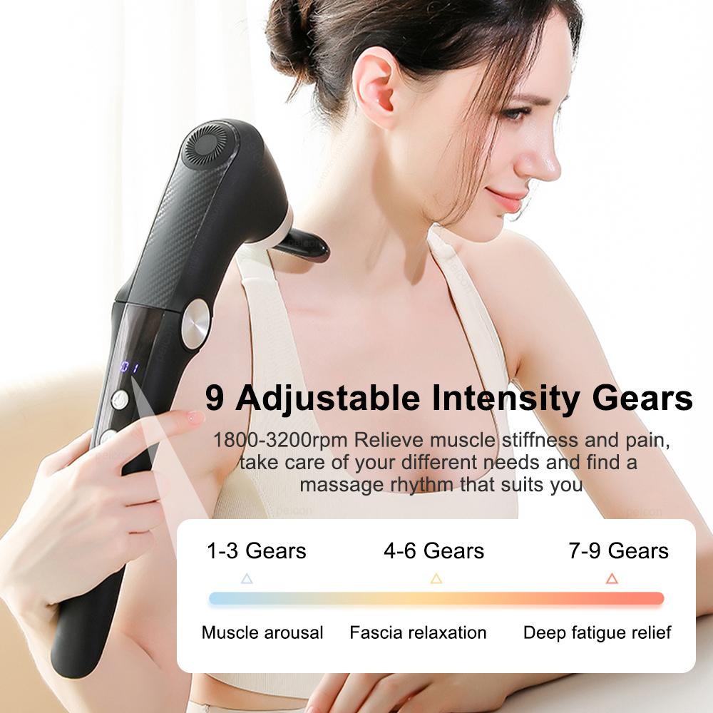 Shoulder Massage Muscle Massage Gun Electric Fascia Massage Machine High Frequency Back Waist Body Massage with Extended Handle