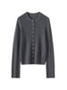 Women's 100% Fine Wool Ribbed Button-Up Cardigan, Round Neck Knitwear – Elegant & Versatile Jacket