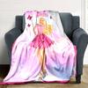 Barbie Pink Dress Flannel Blanket Super Soft Warm Cozy Blanket For Sofa Bed Office Travel Allseason Home Decor Gift