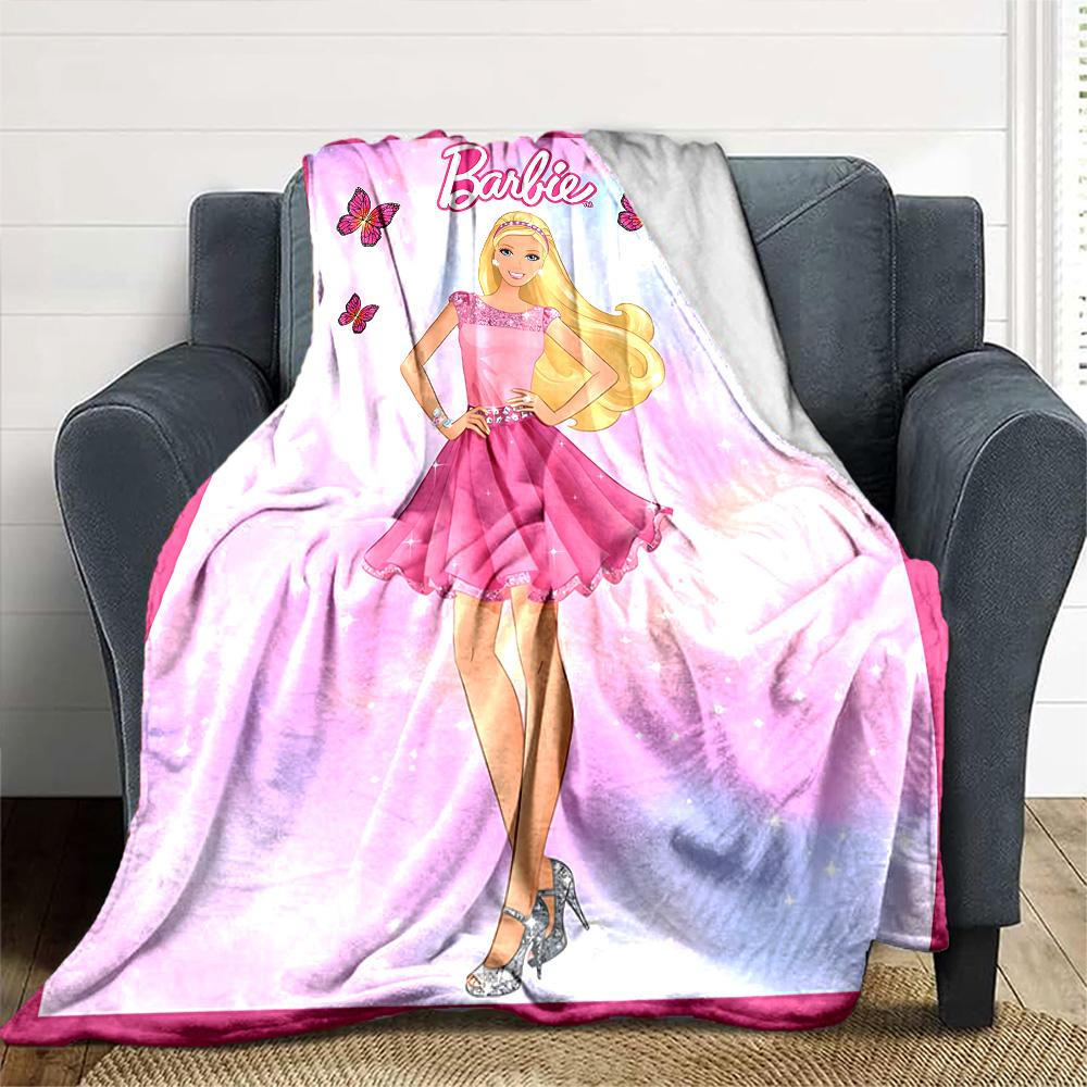 Barbie Pink Dress Flannel Blanket Super Soft Warm Cozy Blanket For Sofa Bed Office Travel Allseason Home Decor Gift