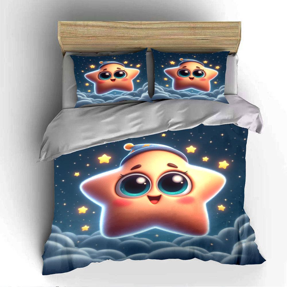 Cute Star Character Bedding Set Bedding Duvet Cover Set Duvet Cover Pillowcases (1 * Duvet Cover 2 * Pillowcases, without duvet insert)