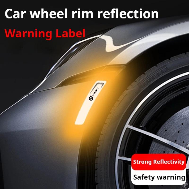 2pcs Car Reflective Warning Stickers, Wheel Eyebrow Anti-Collision Strips for Volvo XC90 XC60 V50 S60 V70 , Exterior Accessories
