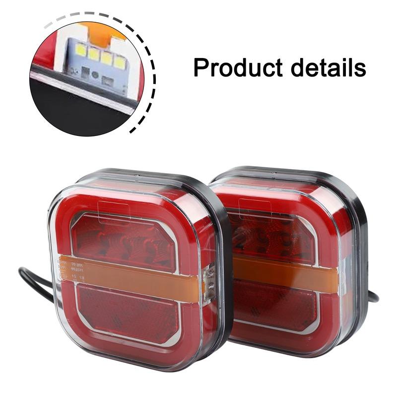 IP67 Waterproof Square LED Trailer Taillight for 12/24V Trucks and Vans Includes 28 LEDs for Brake and Signal Lights