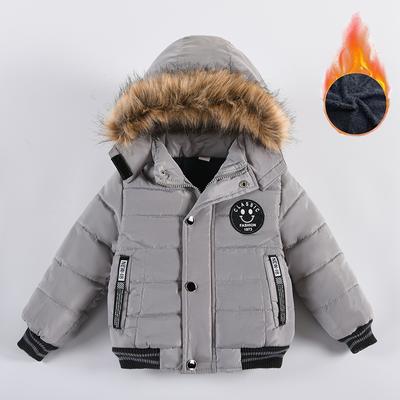 Veste chaude avec col en fourrure pour garçon de 2 à 6 ans, manteau à capuche avec fermeture éclair, vêtements d'extérieur, cadeau d'anniversaire pour enfants, automne et hiver