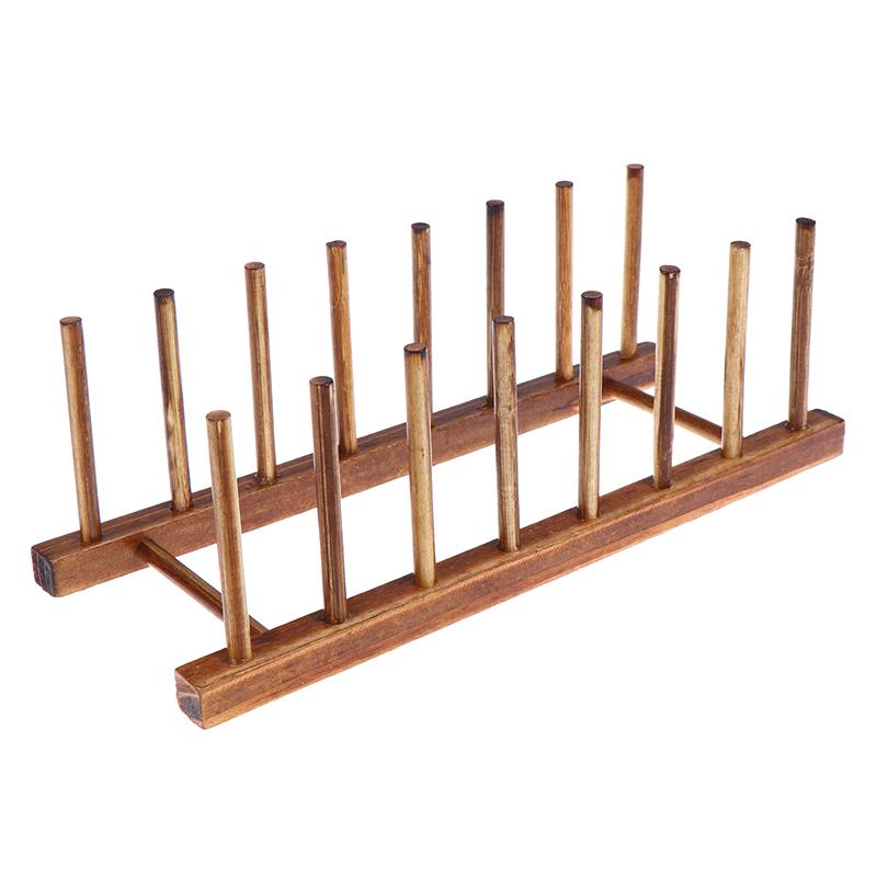 Stylish Wooden Dish Rack Practical Kitchen Organizer for Holding Plates and Pot Lids Securely