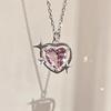 Peach galaxy love náhrdelník dámský lehký luxusní výklenek vykládaný zirkonem Barbie řetízek s klíční kostí stejného stylu