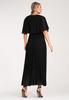 Dress with Cape - Elegant Dress with Pleated Bottom - Black Dress M1123 S/M