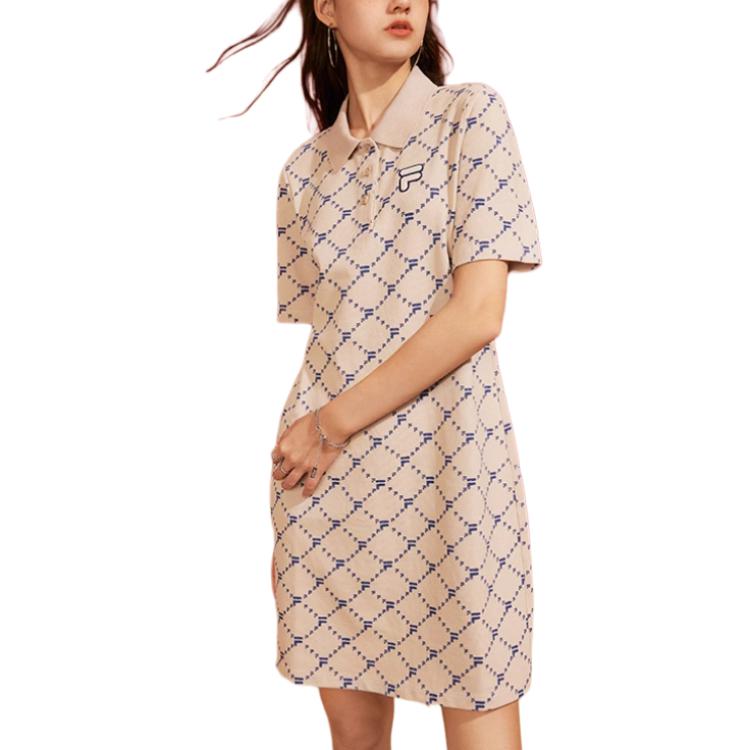 FILA Fusion Fashion Comfortable Sports Casual Polo Dress Women dresses Feather-Gray T11W423306FGY