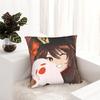 Hutao cute waifu Pillowcase Printed Polyester Cushion Cover Decorative Cute Genshin Game Otaku  Throw Pillow Case Cover Square